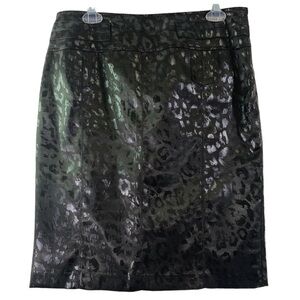 Alberto Makali Black Shiny Cheetah Leopard Straight Skirt